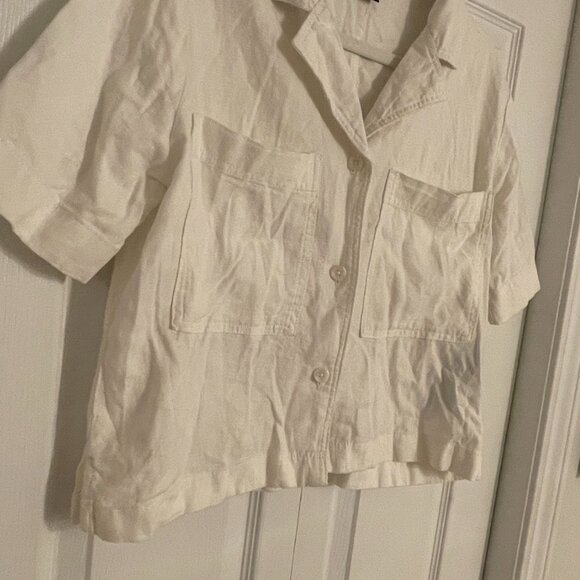 Buffalo Ladies' Linen Blend Button Front Shirt - WHITE - Picture 6 of 7
